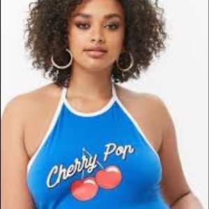 Forver21 3X Cherry Pop Blue Halter